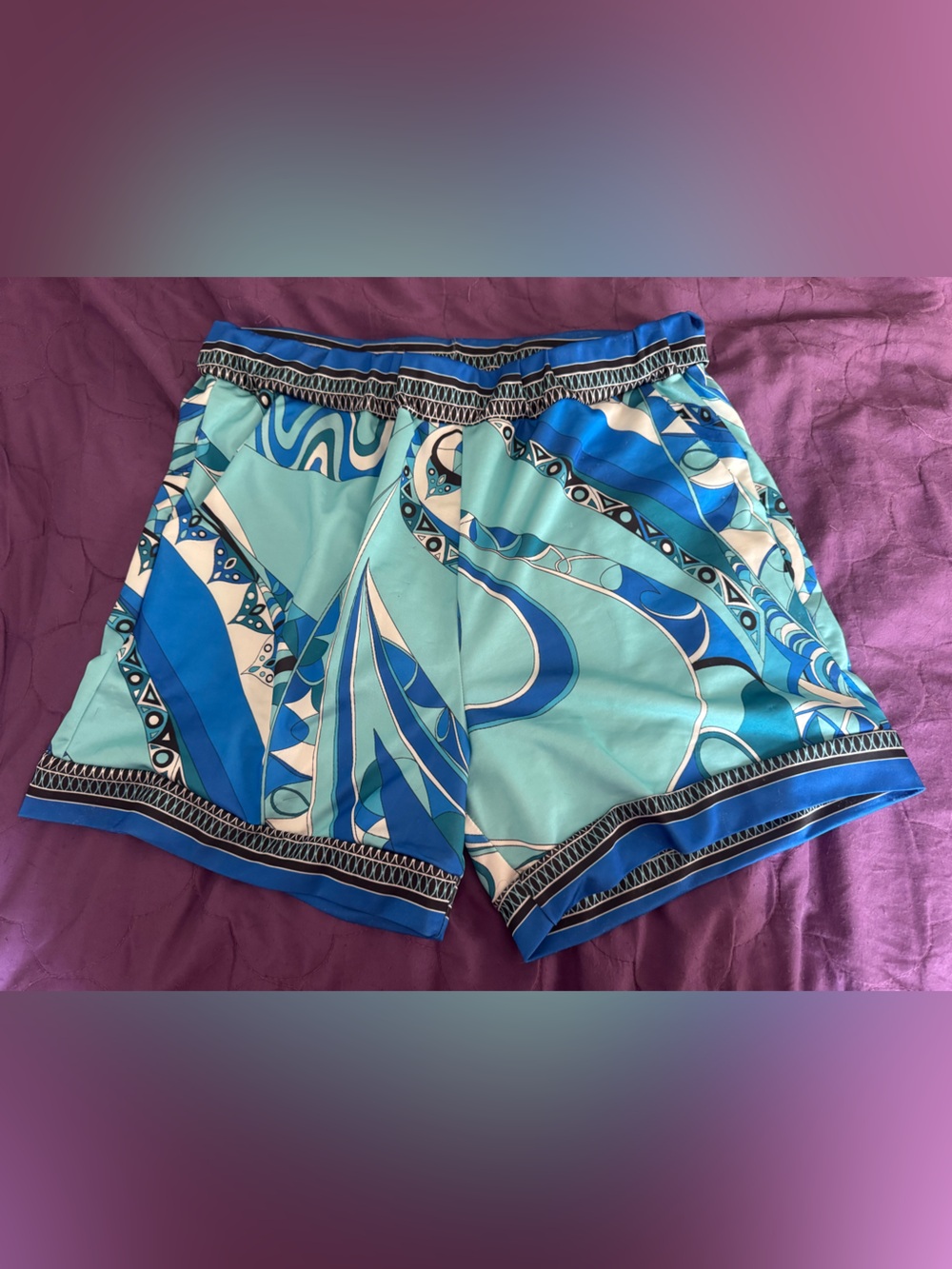 Women's Blue Patterned Shorts - Aqua & Royal